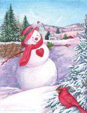 Snowman, heart, cardinal