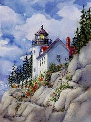 Bass Harbor Heat Light, Lighthouse, rocks