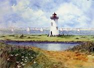 Light house, sail boats