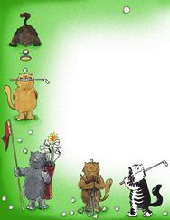 golf, cats, whimsical