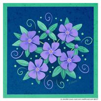 Purple periwinkle floral whimsical by Jennifer Lewis