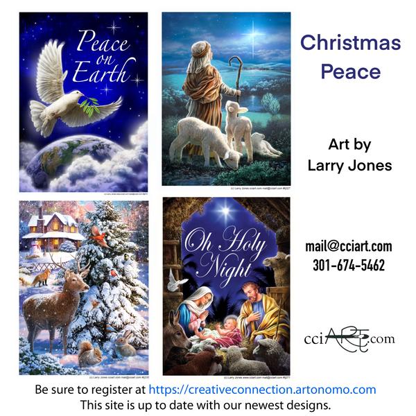 Serene and Peaceful Christmas designs can be found here including a dove, a shepherd boy, a Nativity and woodland animals.