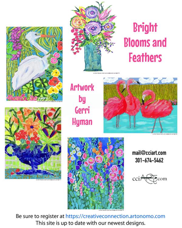 Bright, colorful and whimsical designs including flamingos, egrets, flowers and more. 