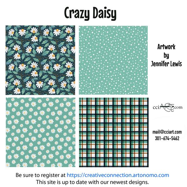 Whimsical Daisies and cool greens compliment this collection of designs
