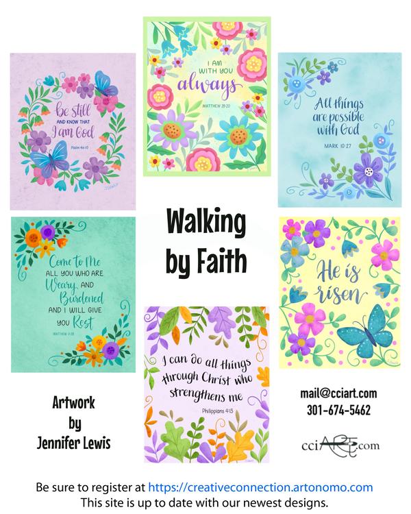 A set of six inspiration, faith filled floral designs with bible verses.