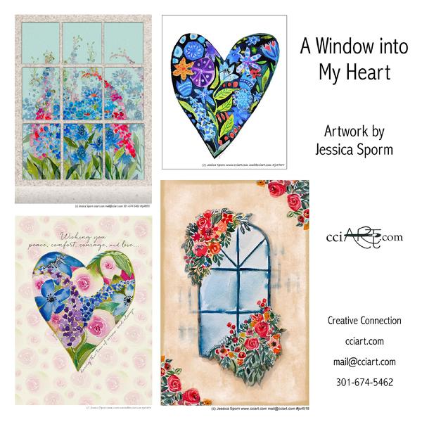 Designs to encourage including windows with flowers and floral hearts.