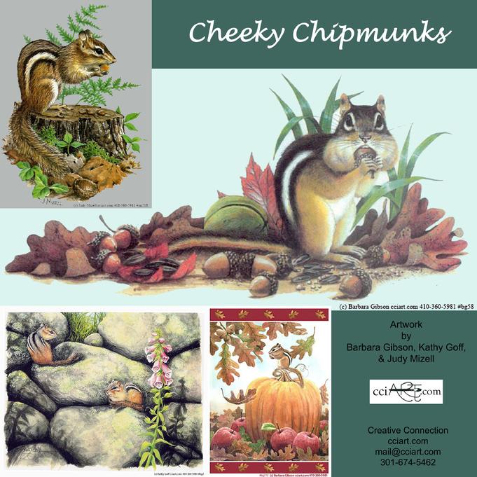 Cute chipmunks eating nuts and perching on things