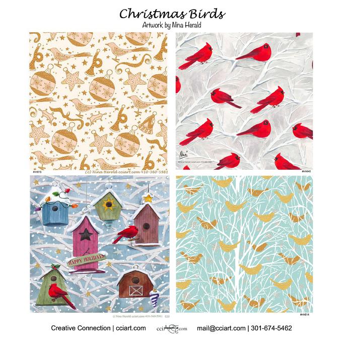 A collection of holiday birds by Nina Herald - cciart.com