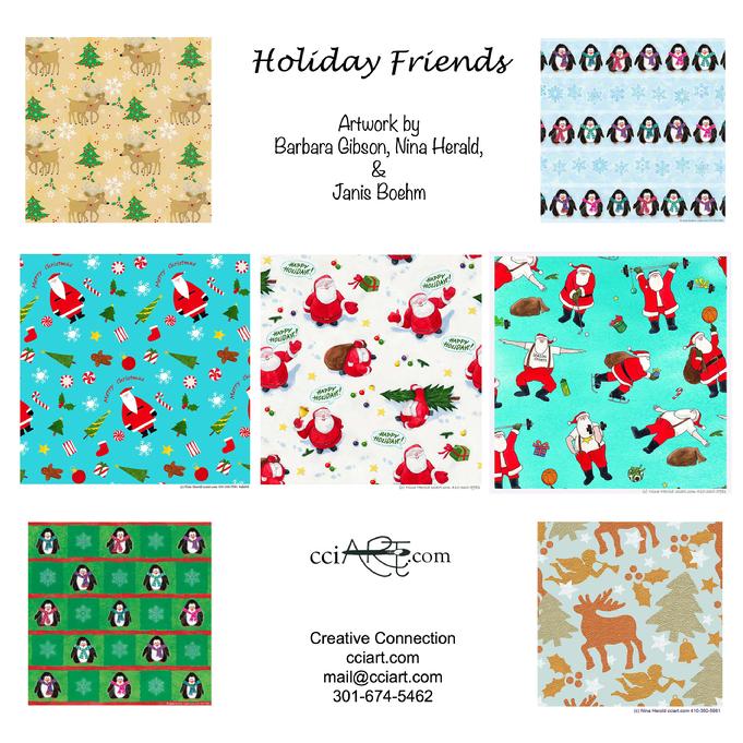 Reindeer, penguin, and Santa Claus designs for Christmas - cciart.com